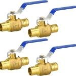 1" PEX Brass Full Port Ball Valve – 4 Pack Shut Off Water Control Valve for Plumbing Systems